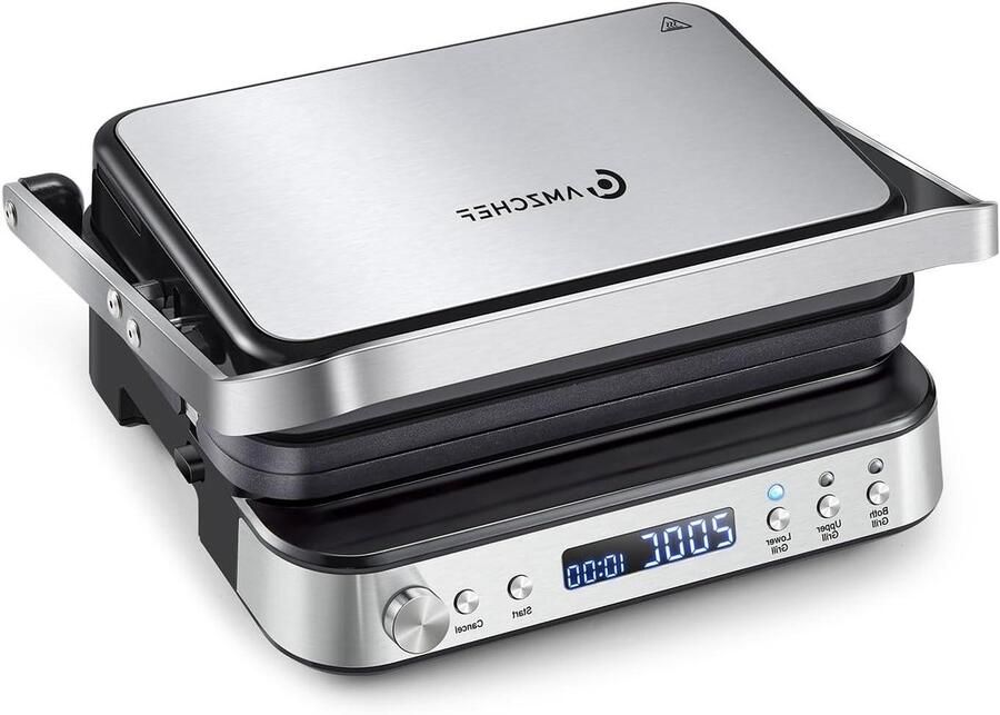 Contact Grill Keukenapparaat Veelzijdig Koken 4-in-1 Functionaliteit 33x35x17 cm Zilver