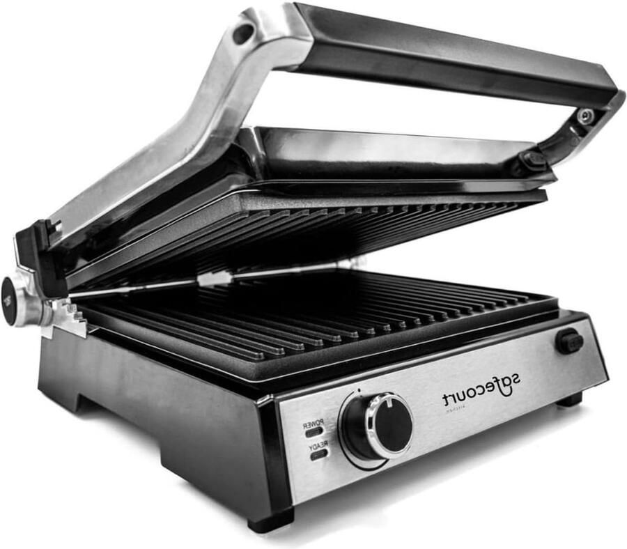 Contact Grill Panini Grill Tosti IJzer Snel Eten Grillen Afneembare Platen Groot Grilloppervlak Zilver