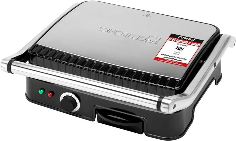 Contact Grill Panini Maker Dubbelzijdig Grillen Snel Eten Bereiden Vetvrije Grillplaten 29.5 x 23.5 cm Zilver
