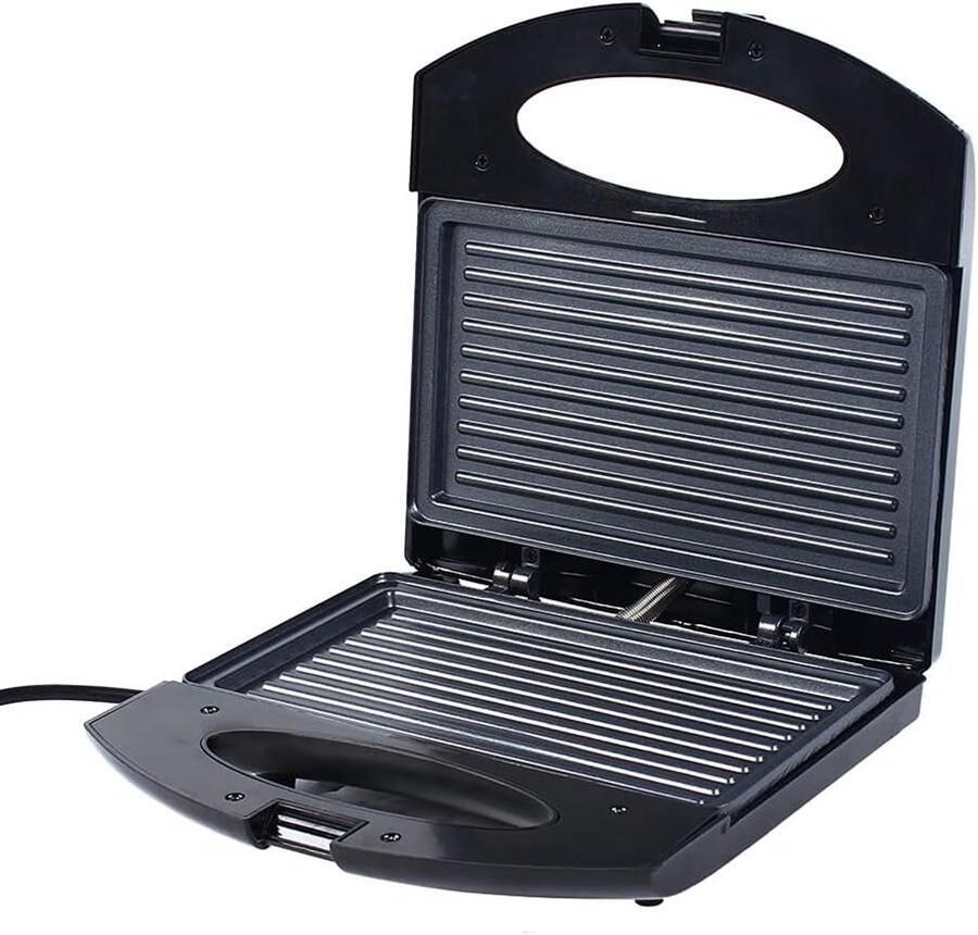Contact Grill Panini Maker Snelle Maaltijden Dubbelzijdig Verwarmen 22 x 20 x 6.5 cm Zwart