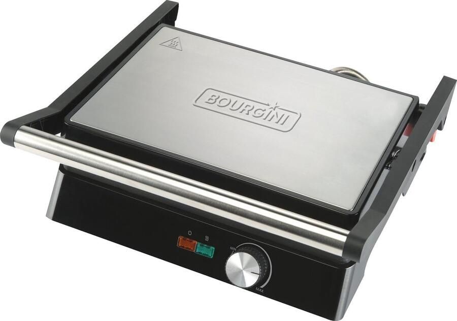 Contact Grill Panini Maker Tosti Apparaat Snelle Maaltijden Bereiden Zelfnivellerend Deksel 31x36x11cm Zwart
