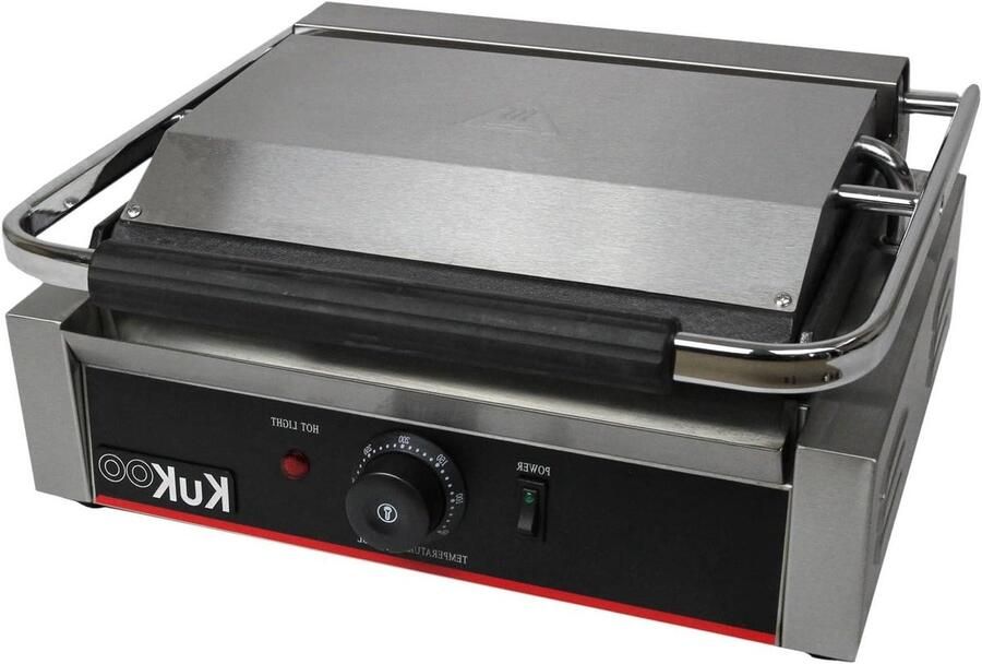 Contact Grill Sandwich Maker Warme Broodjes Maken Gietijzeren Grillplaat 31 x 43 cm Rood