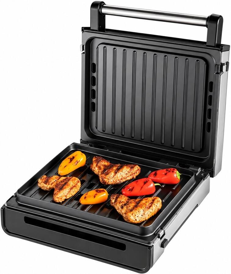 Contactgrill 1500W – Rookarm Grillapparaat met Uitneembare Grillplaten – Vaatwasserbestendig – 590 cm²