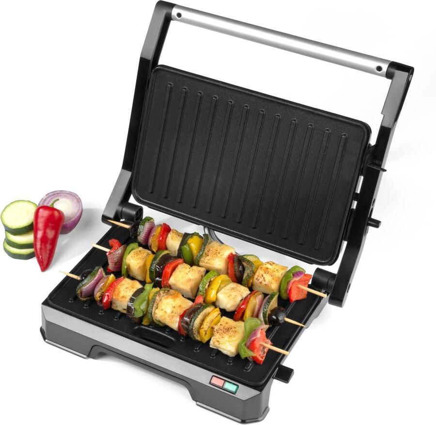 Contactgrill 2-in-1 Zwart 850 W Vermogen Aluminium Voor Gezond Koken Paninipers