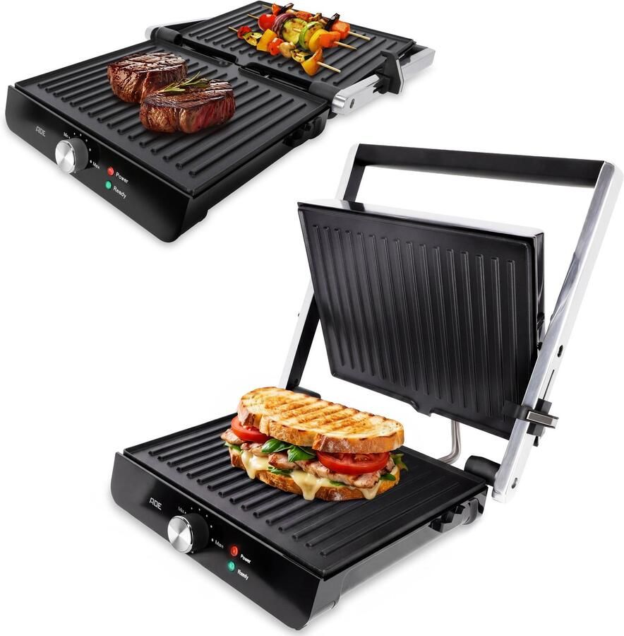 Contactgrill 3-in-1 2000 Watt Vermogen 34 6x32 6x10 8 cm Afmetingen Roestvrij Staal En Gietijzer Voor Binnen En Buiten Gebruik