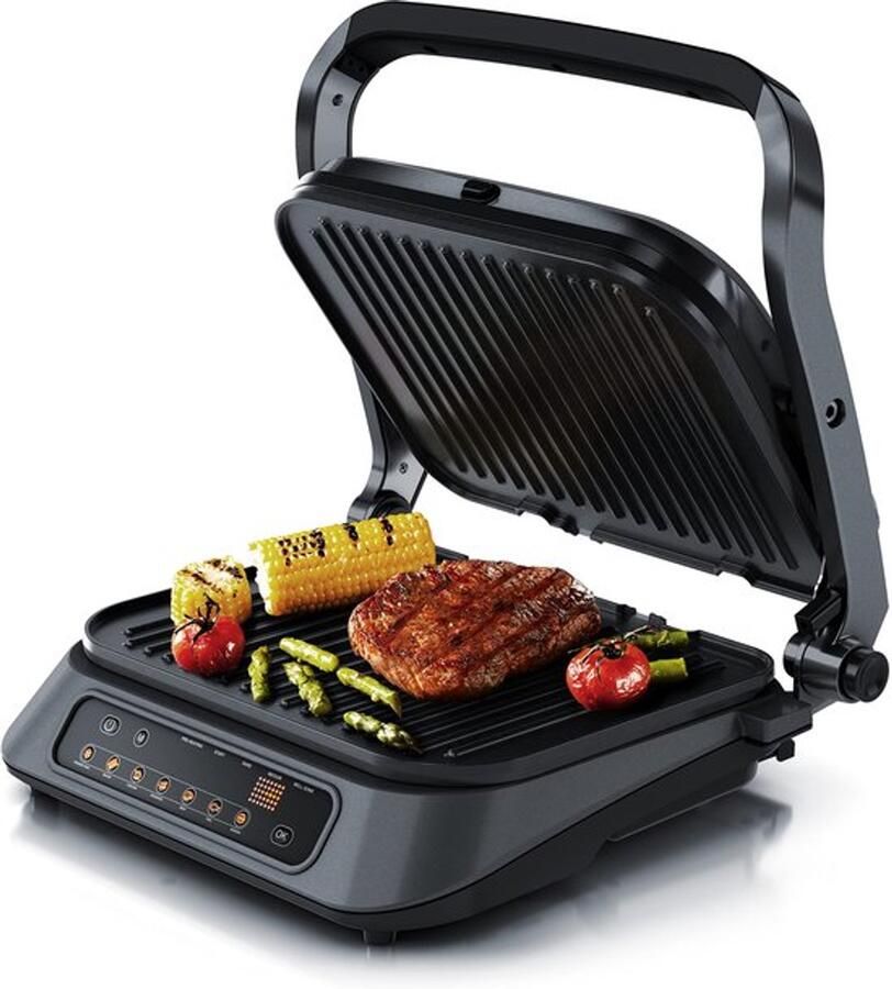 Contactgrill Cool Grey 1900 W Vermogen 32x38 cm Afmetingen RVS Materiaal Voor Vlees En Vis Bereiding