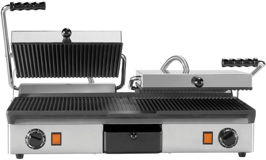 Contactgrill Dubbel Half Geribd 1600 W Vermogen 63 cm Grillplaat Gietijzer Voor Toast En Grillen