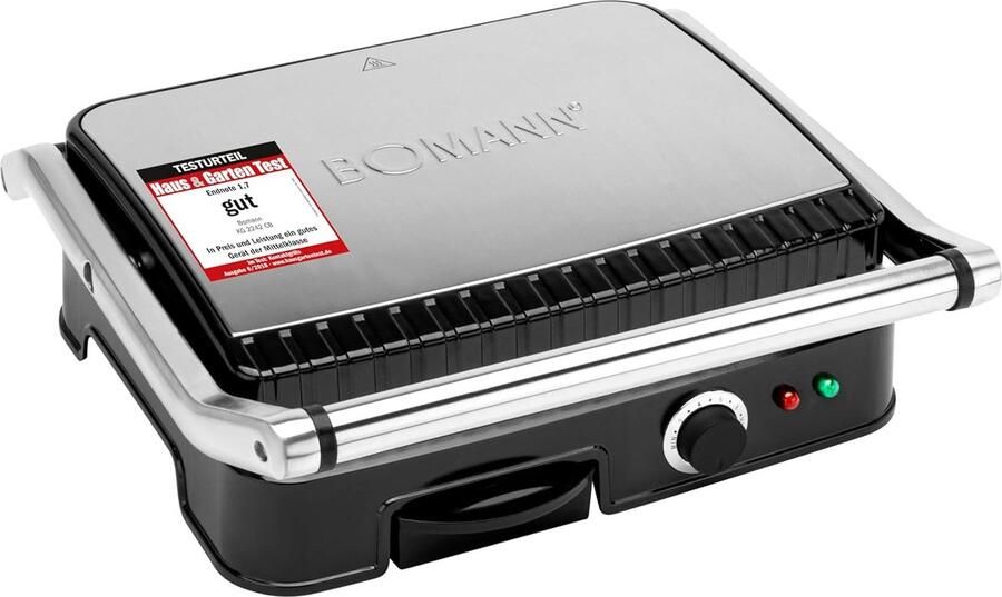 Contactgrill Dubbelzijdig Vetvrij Grillen Gezond Eten Roestvrij Staal 335 cm Zilver