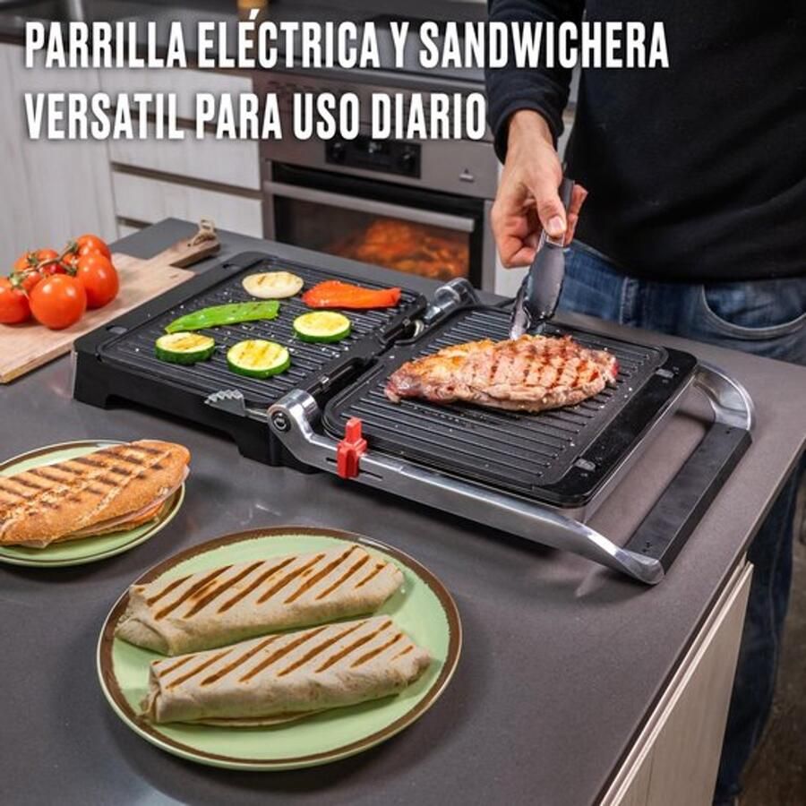 Contactgrill Elektrisch 2000 W Vermogen Afneembare Vaatwasserbestendige Platen RVS Voor Panini En Groenten