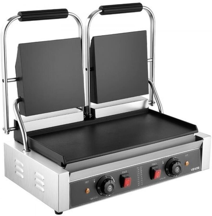 Contactgrill Elektrische 3600 W Vermogen 48 x 23 cm Bakoppervlak Roestvrij Staal Panini Pers Grillplaat