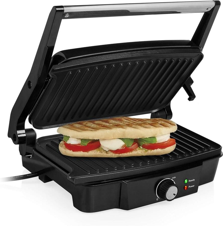 Contactgrill Elektrische Grill Gezond Grillen 180 Graden Open 27.5 x 17 cm Zwart