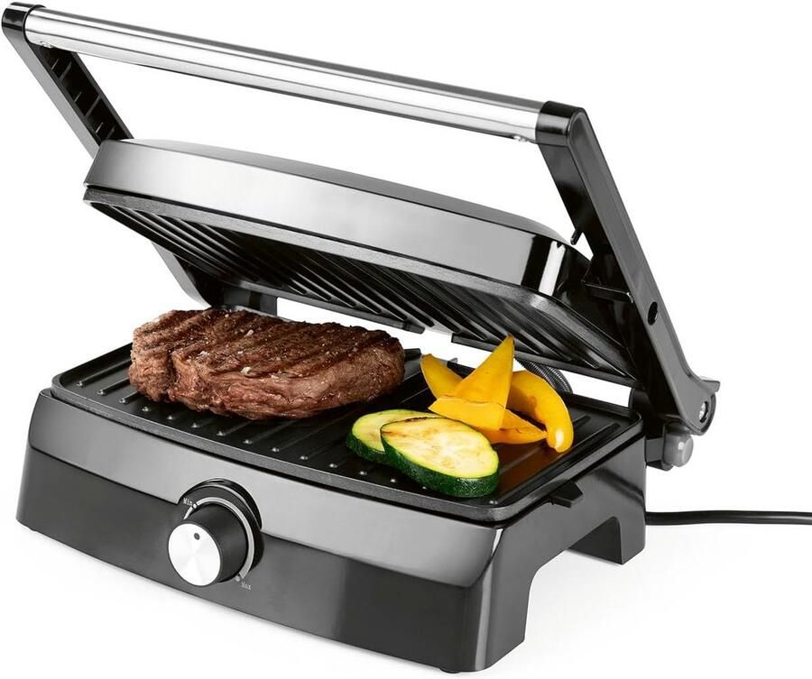 Contactgrill Elektrische grill Vetarm eten Traploos instelbaar 23 x 14.5 cm Transparant