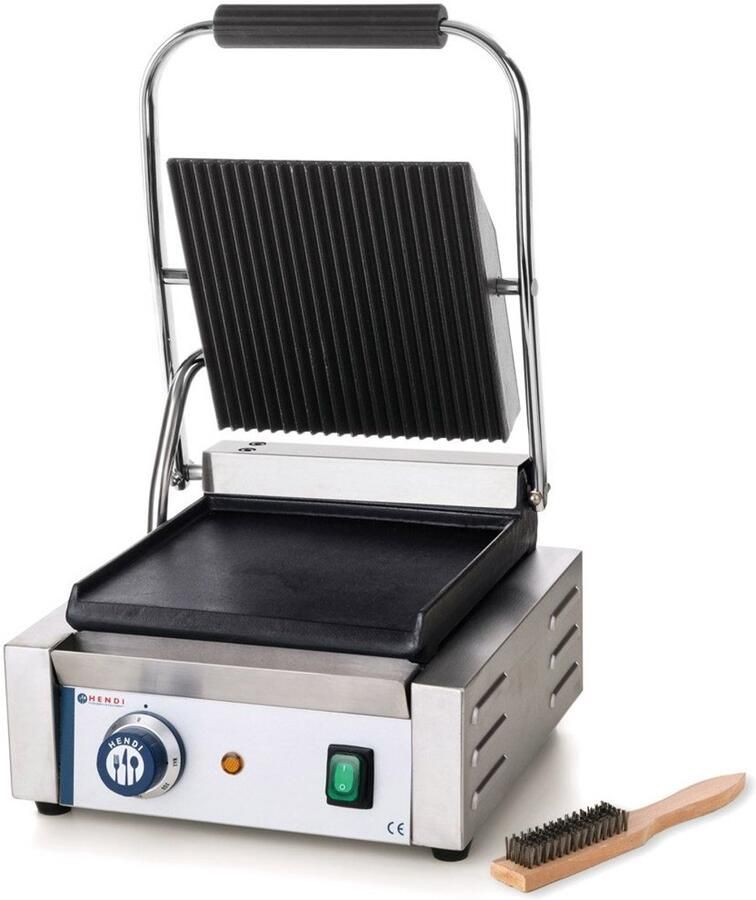 Contactgrill Enkel Panini Grill Brood Grillen Temperatuur tot 300°C 220x232mm Grilloppervlak Zilver