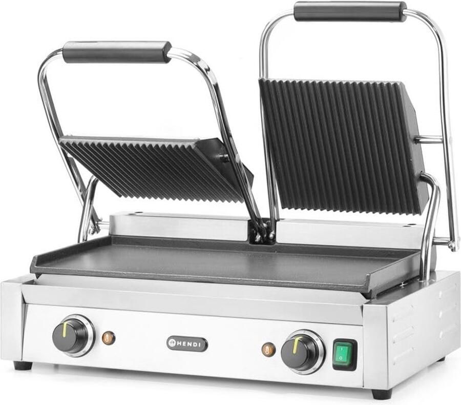 Contactgrill met Glad en Geribbeld Rooster Panini Grill tot 300°C