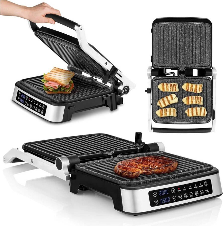 Contactgrill met uitneembare platen Tosti ijzer Panini Grill Contactgrill Uitneembare platen Makkelijk schoon te maken Grill appartaat Verschillende progamma's