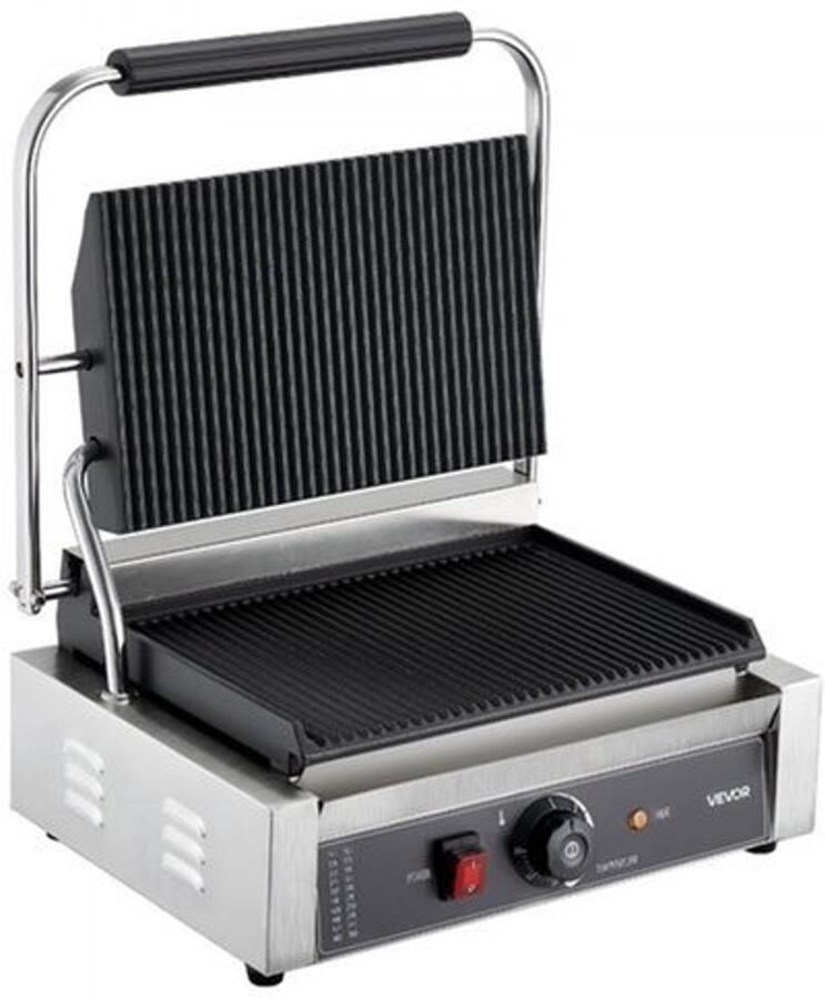 Contactgrill Panini Grill 2200 W Vermogen 34 x 23 cm Verwarmingsplaat Roestvrijstaal Voor Sandwiches En Steak