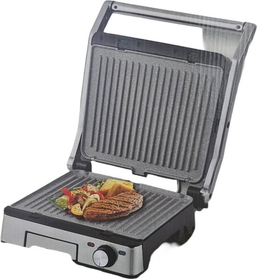 Contactgrill Panini Grill 750 W Vermogen 27x18 cm Grilloppervlak Aluminium Zwart Voor Brood En Snacks