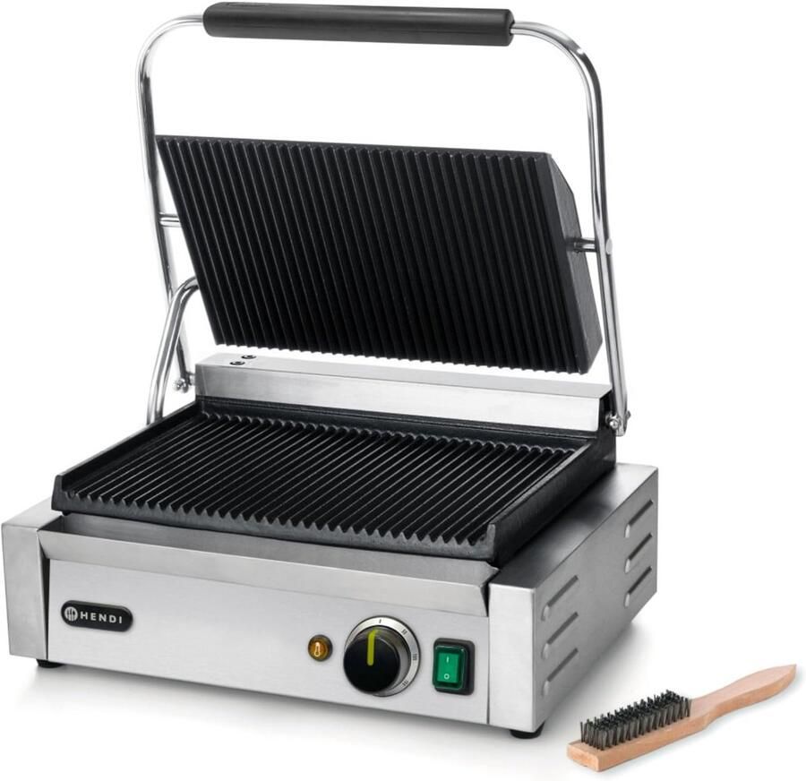 Contactgrill Panini grill Broodjes grillen Traploos instelbaar 340x235mm Zilver