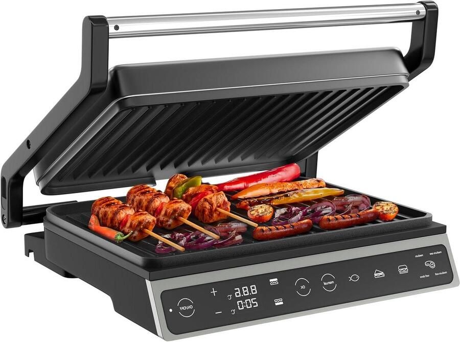 Contact Grill Panini Maker Snelle Maaltijden 7 Automatische Programma's 27x22 cm Zwart