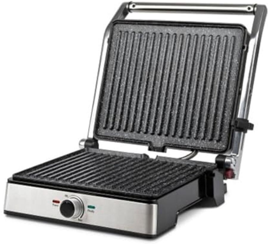 Contactgrill roestvrij staal 2000 Watt Ideaal voor vlees en groenten