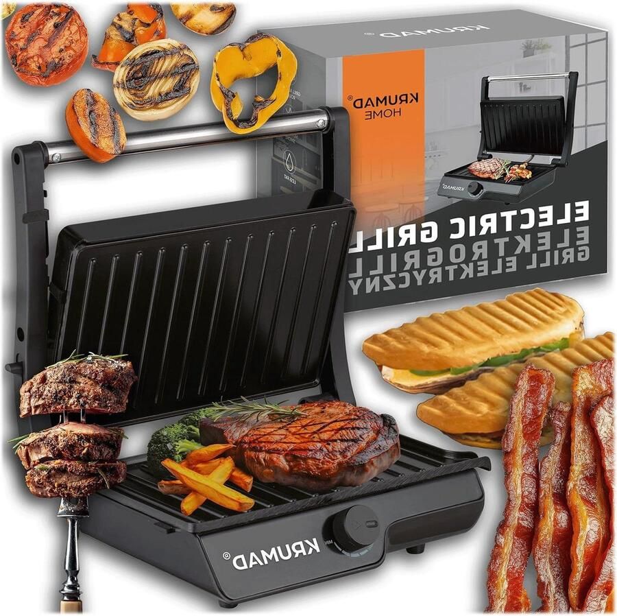 Contactgrill Sandwichmaker Grill Snelle Maaltijden Antiaanbaklaag 23.1 x 14.6 cm Zwart