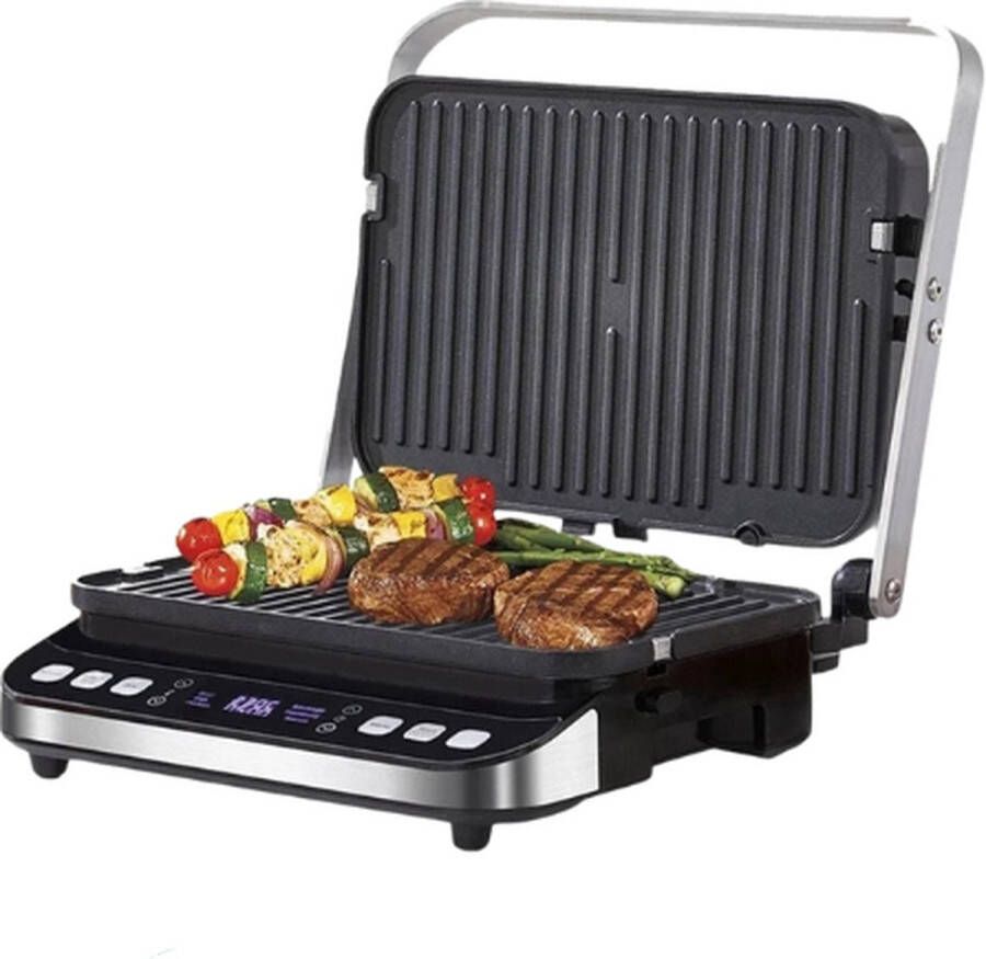 Contactgrill -Tosti Apparaat Bakplaat 6-in-1 2000W Uitneembare Platen Extra Groot Anti Aanbak 180° Uitklapbaar Snel Schoon