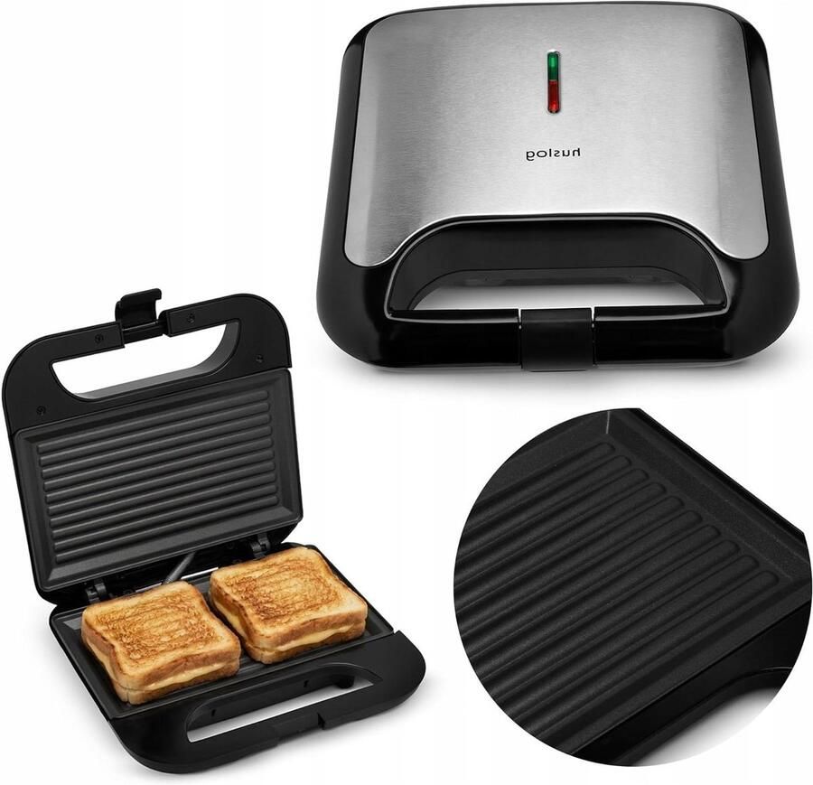 Contactgrill Tosti-apparaat Panini Snelle Snacks Maken Snel Opwarmen 2 Sandwiches Zilver