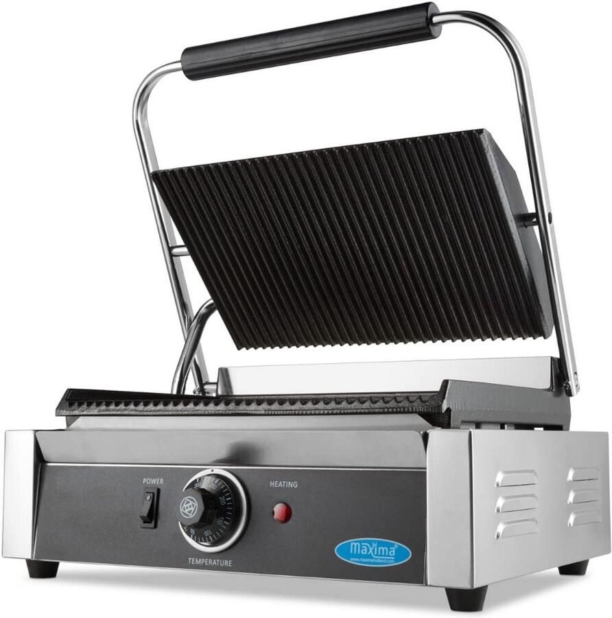 Contactgrill Tosti Apparaat Panini's Maken Gegroefde Platen 33.5 cm Zilver