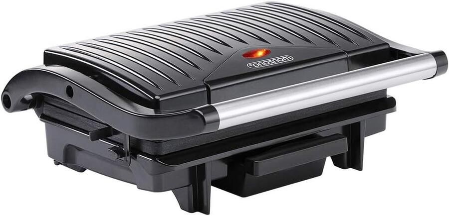 Contactgrill Tosti IJzer Panini Grill Snelle Maaltijd Thuis Antiaanbaklaag Lekbak 29 x 24.5 cm Zwart