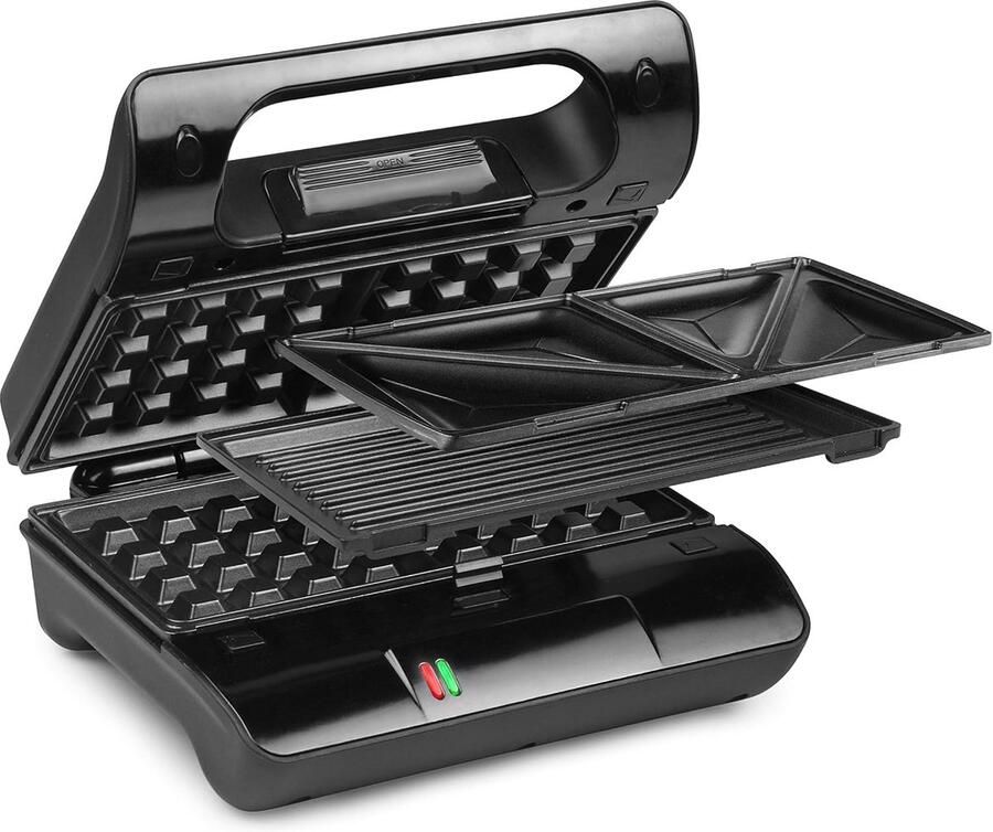 Contactgrill Tosti maker Snelle maaltijden Verwisselbare platen Compact design Zwart