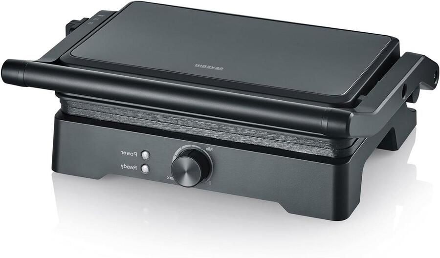 Contactgrill XL Panini maker Tafelgrill Vetarm Grillen PFAS-vrije Platen 28 x 17 cm Zwart