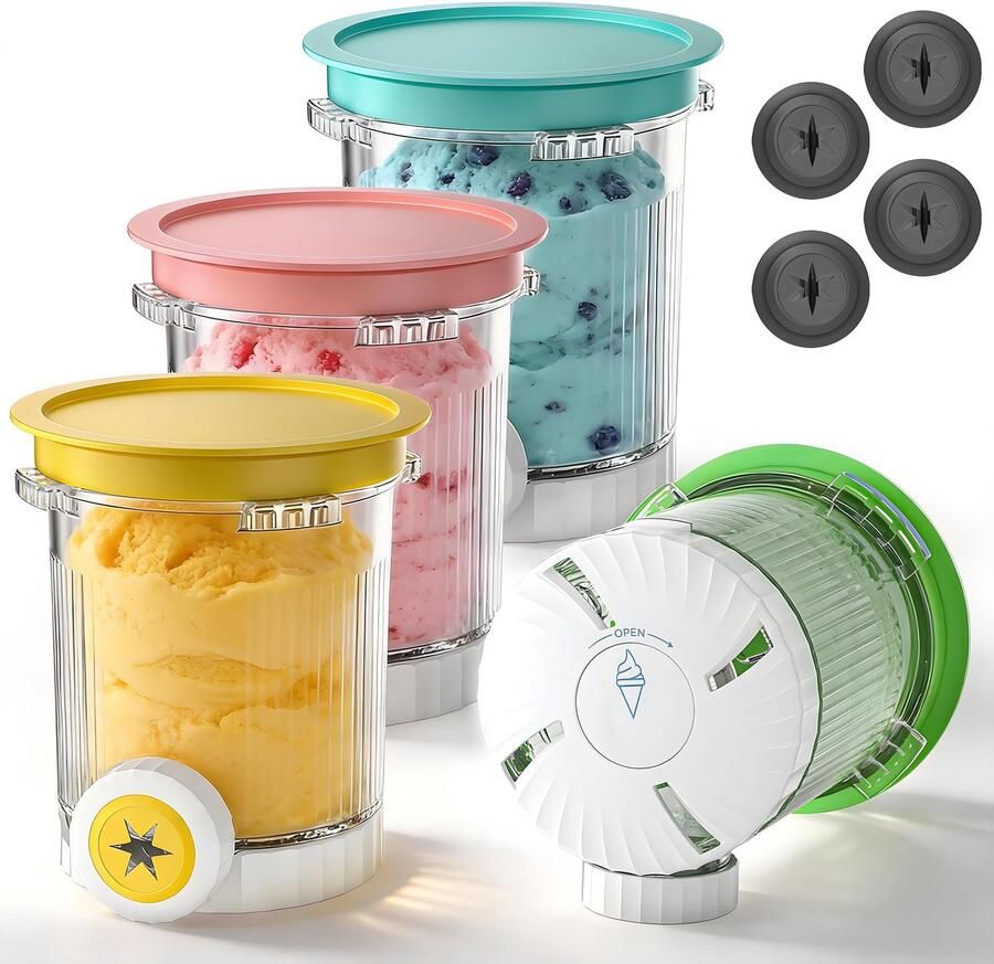 Containers 480 ml ijshouders voor NC700 NC701EU-serie ijshouder voor Swirl ijsmachine vaatwasmachinebestendig BPA-vrij accessoires voor ijsmachine 4 stuks