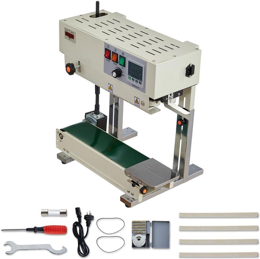 Continue Sealapparaat 6-12 Mm Sealbreedte Verticaal Ontwerp met Rolbedrukking Instelbare Temperatuur en Snelheid Geschikt voor Plastic Zakken Van 0 03-0 8 Mm