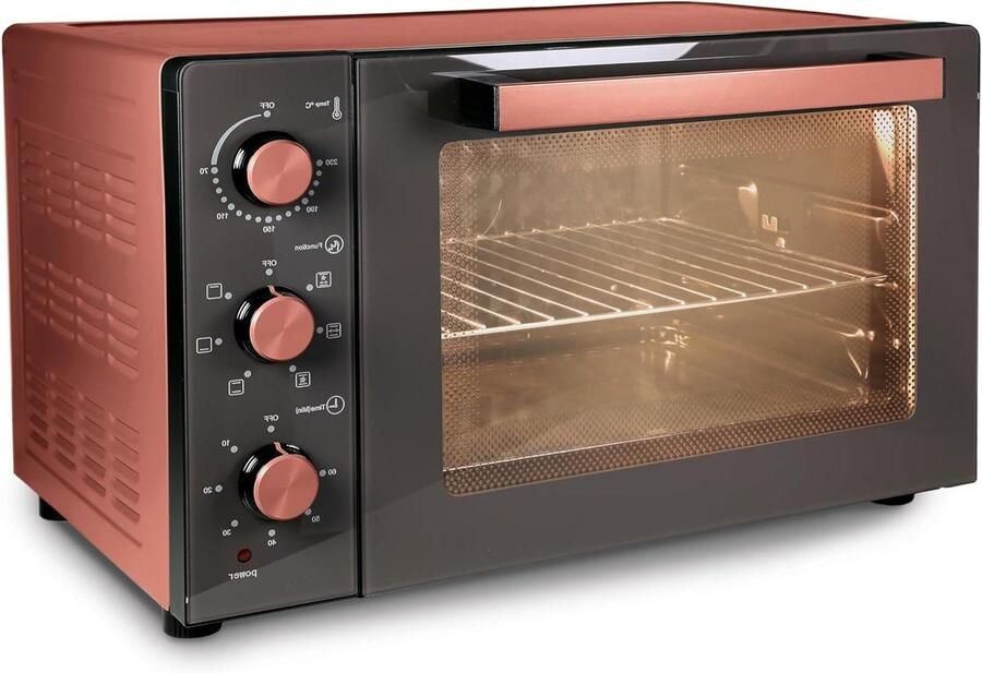 Convectie Oven Elektrische Oven Aanrecht Gelijkmatig Koken Anti-aanbaklaag Binnenwanden 60 Liter Appelrood