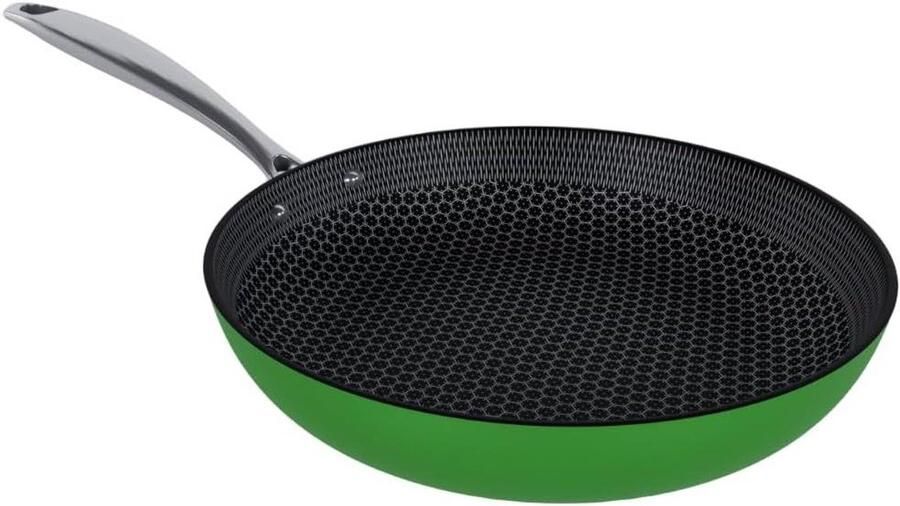 Cook & Pan Go Green Honey Koekenpan 20 cm RVS -Geschikt voor alle warmtebronnen inclusief inductie – PFAS-vrij- Honinggraat 3-Ply -Vaatwasserbestendig -Roestvrij staal- Cool Touch Handvat -Groen