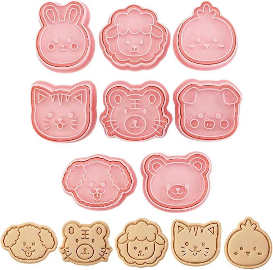 Cookie Stamps 8-delige cartoon 3D dierlijke siliconen bakvormen dier voor