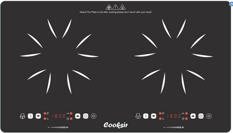 Cooksir keramische kookplaat 2 platen met stekker draagbare kookplaat infrarood warmte 3200 W 56 cm keramische kookplaat kookplaten 2 stuks