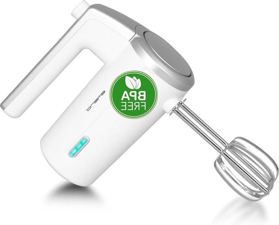 Cordless Battery Hand Mixer Stirrrers Speeds 2000 mAh 7.4 V BPA-Free Battery Level Display USB Charging Cable Up to 10 Cycles 3 Minutes Rechargeable