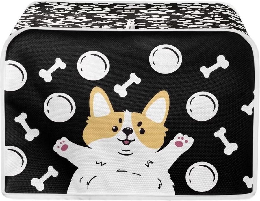 Corgi Hond Broodrooster Hoezen Stof Decoratieve Hoezen voor 4 Snij Broodrooster Kleine Keukenapparatuur Broodroosters Gemaakt van Polyester Broodmachine Oven Machine Wasbaar Duurzaam