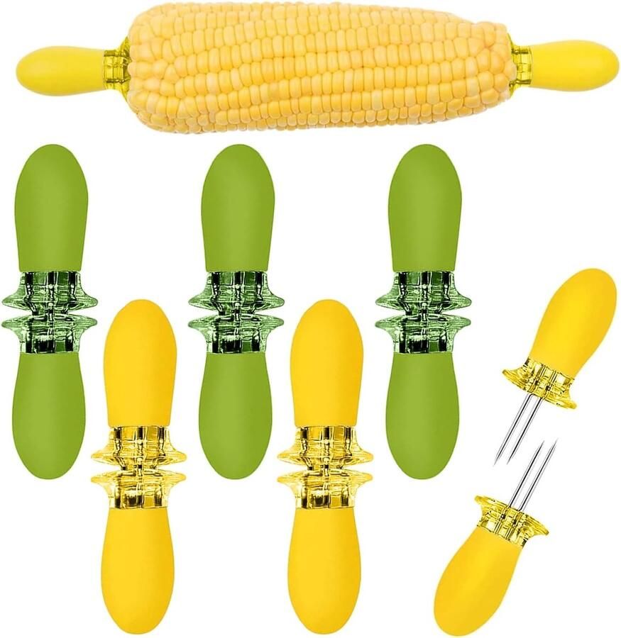 Corn Cob Skewers 12pcs 6 Pairs Stainless Steel Corn Cob Holders Grill Accessories Food Forks Grill Forks Grill ShopVlot
