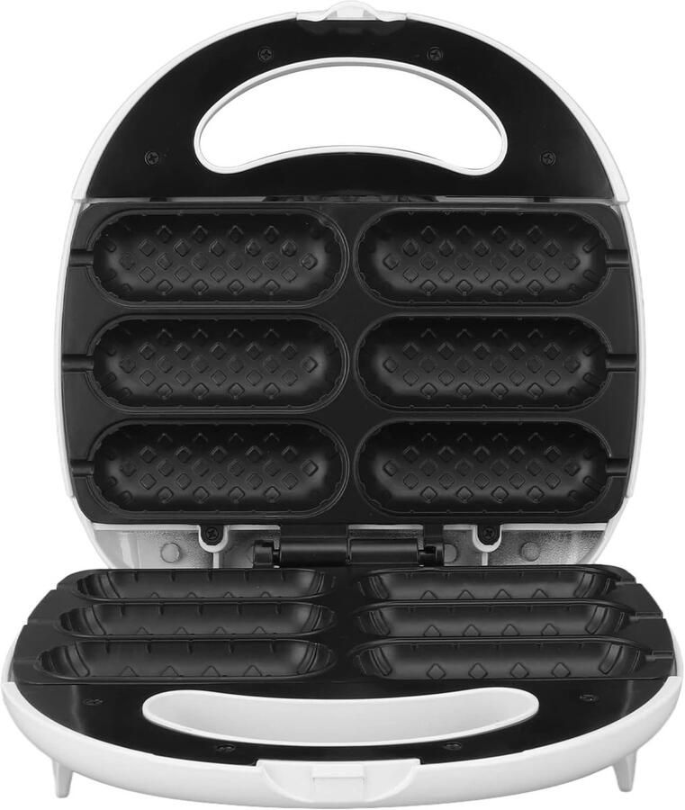 Corndogmaker 750W antiaanbaklaag corndog- en wafelijzer voor barbecues hotdogs op een stokje kaasstengels cake en meer maakt 6 mini-corndogs tegelijk