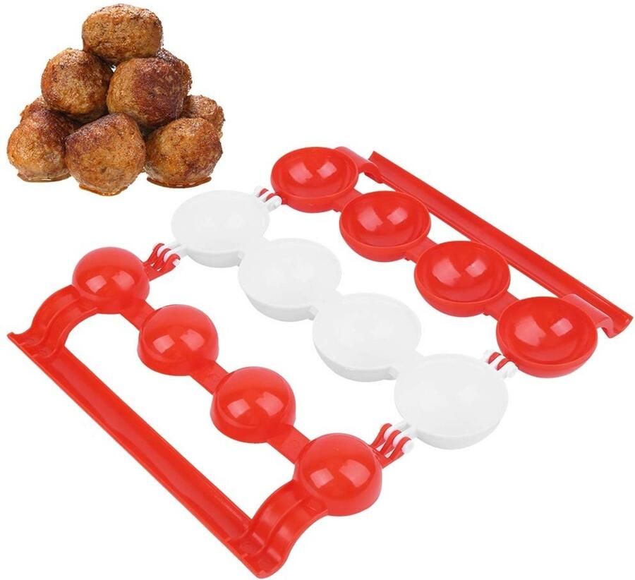 Allecto Meatball Maker Plastic Vleesballetjes Maker Efficiënt Koken Rood Geschikt voor Vlees en Groente Ideaal voor Zelfgemaakte Snacks