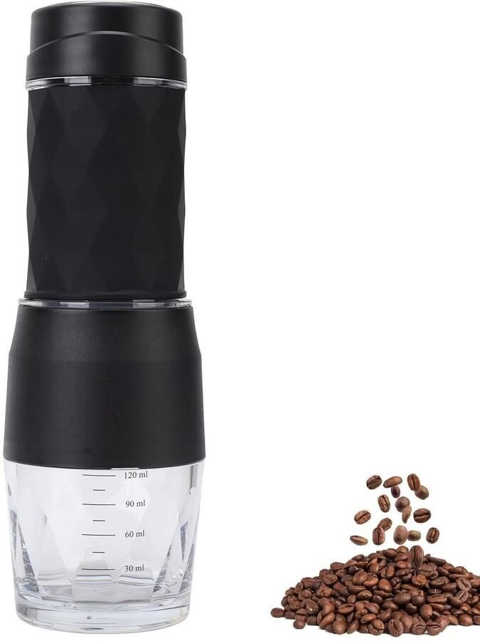 Cosensi Portable Coffee Maker Mini Espresso Machine Handdruk Koffiemachine Zwart Geschikt voor Capsule en Gemalen Koffie Ideaal voor Bu