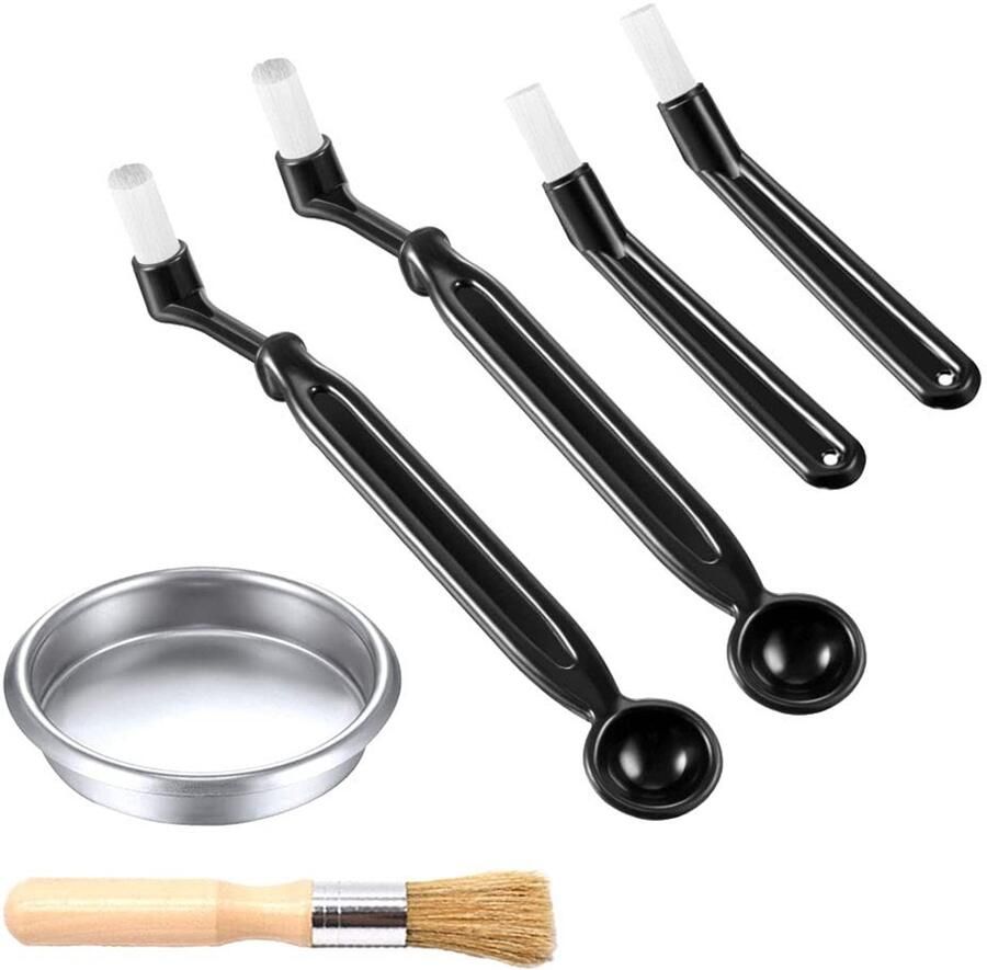 Cosensi Sieve carrier cleaning brush koffiemaker borstel 6-delige set zwart espresso borstel schoonmaakaccessoires geschikt voor koff
