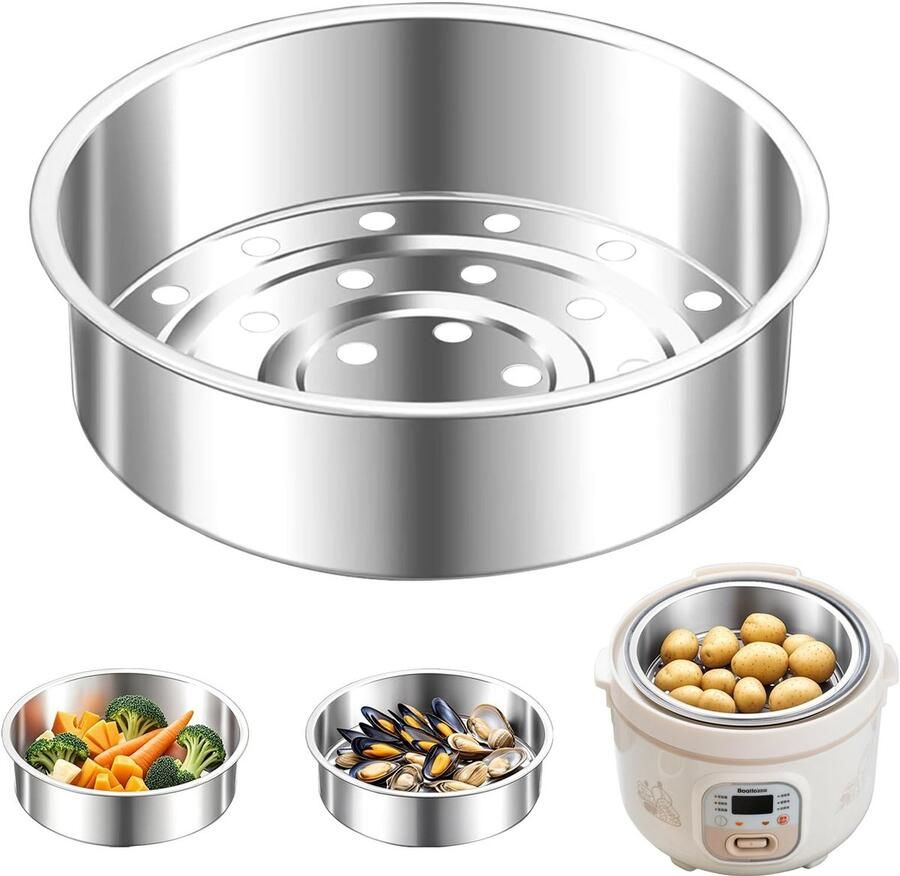 Allecto Stoommandje Stoomaccessoire Diep en Stevig Multifunctioneel Geschikt voor Groenten en Rijst 304 20 x 21 x 22.5 cm