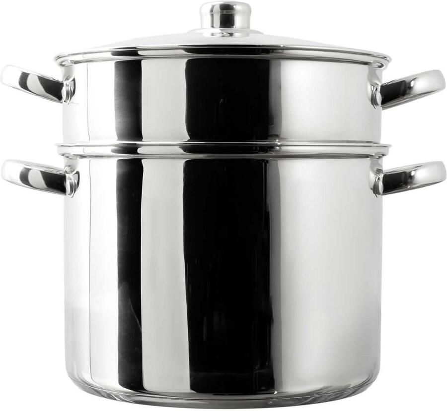 Couscous Maker Stoompan Twee Lagen Grote Maaltijden Bereiden Universele Hittebronnen Compatibel 8 Liter Capaciteit Zilver
