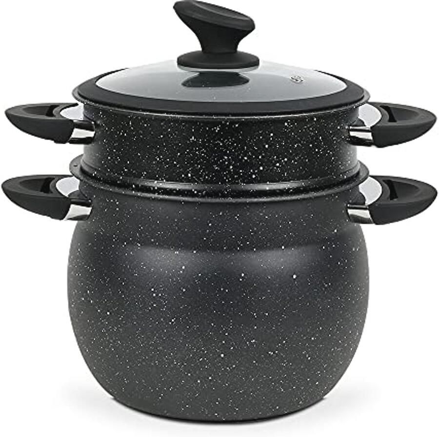 Couscous-pan 6L met marmercoating voor inductie en andere fornuizen