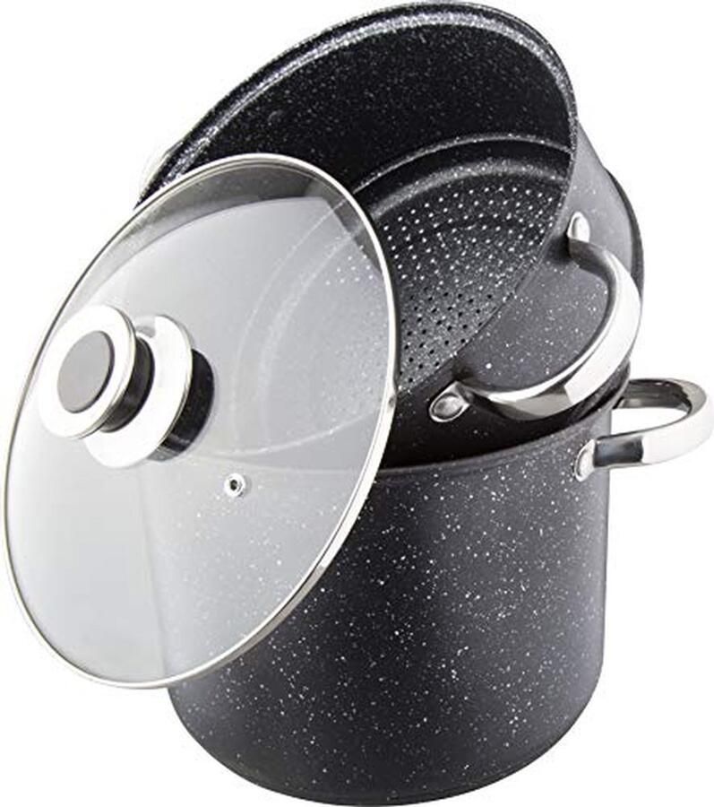 Couscous Pan Stoompan 3-in-1 Gezond Koken Steencoating PFOA-vrij 28 Cm 12 Liter Zwart