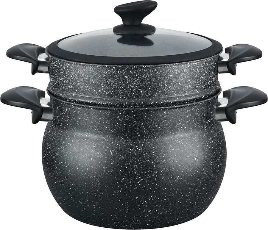 Couscous Pan Stoompan Koker Gezond Koken Inductie Geschikt 8 Liter Zwart