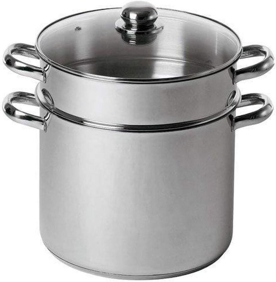 Couscous Pan Stoompan Koker Lekker Koken Roestvrij Staal 12 Liter Zilver